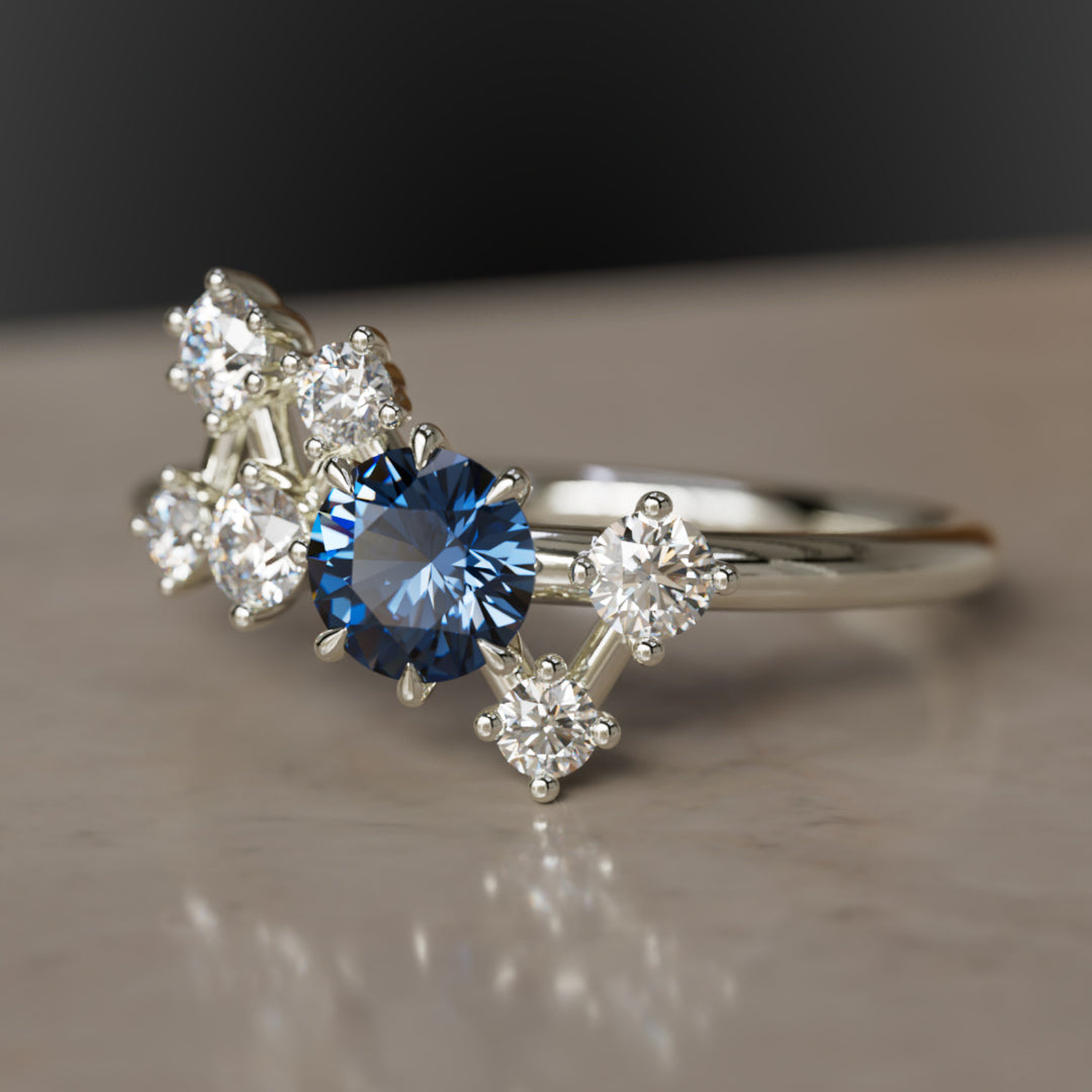 Anello con zaffiro blu Andromeda