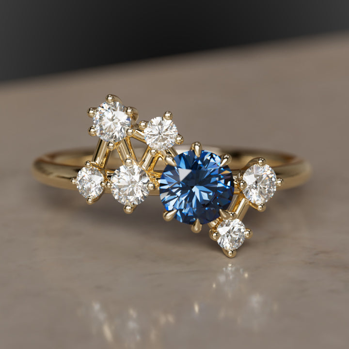 Anello con zaffiro blu Andromeda