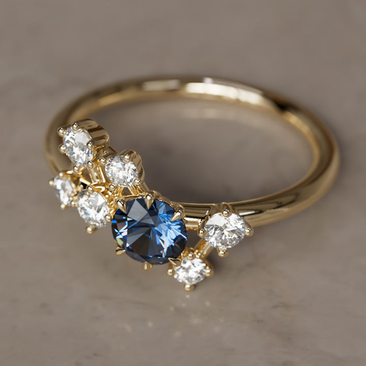 Anello con zaffiro blu Andromeda