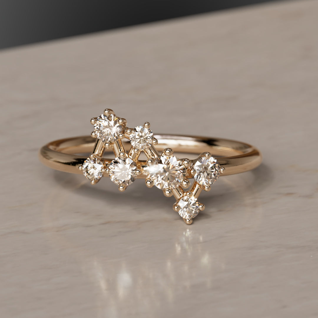 Mini Andromeda Celestial Cluster Champagne Diamond Ring