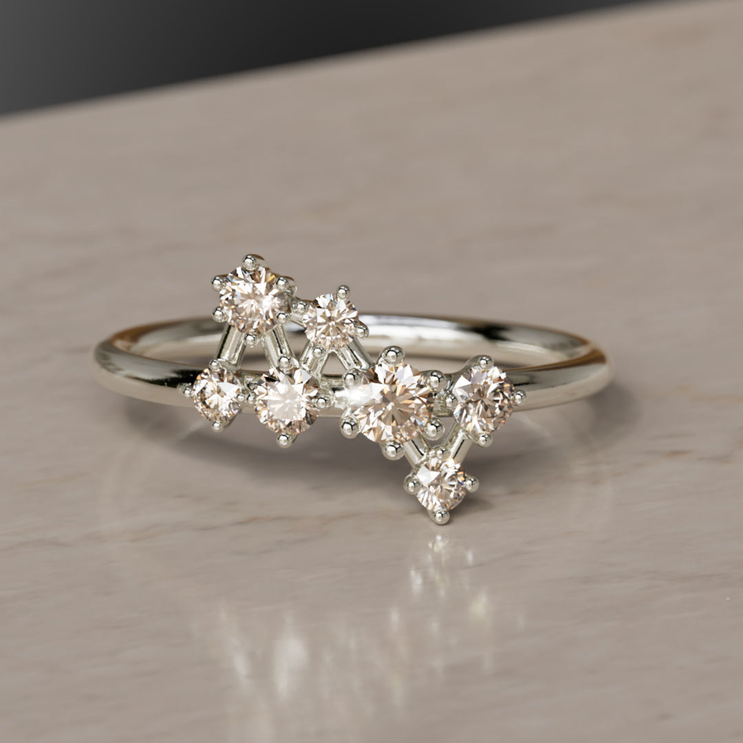 Mini Andromeda Celestial Cluster Champagne Diamond Ring