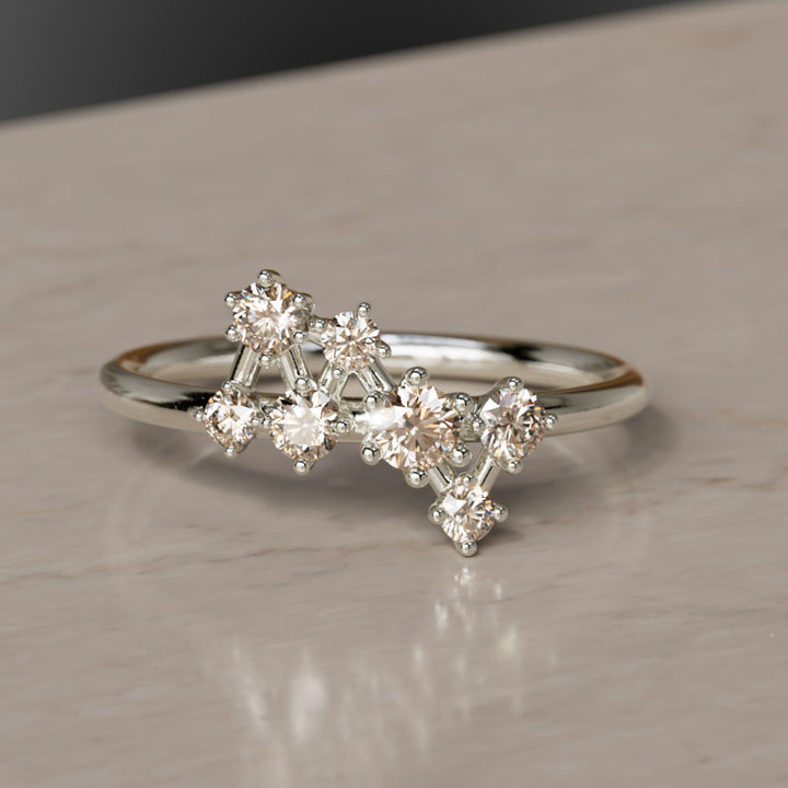 Mini Andromeda Celestial Cluster Champagne Diamond Ring