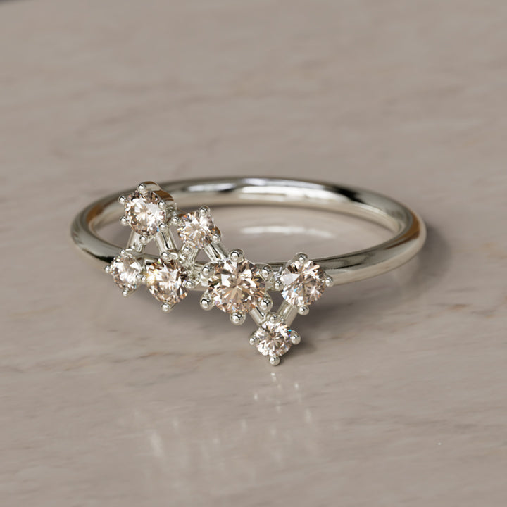 Mini Andromeda Celestial Cluster Champagne Diamond Ring