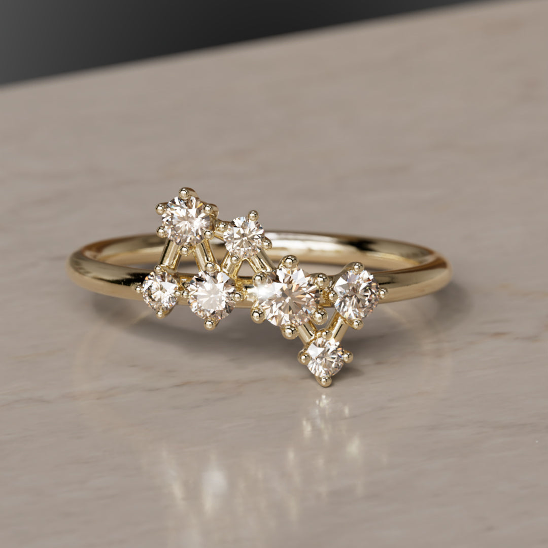 Mini Andromeda Celestial Cluster Champagne Diamond Ring