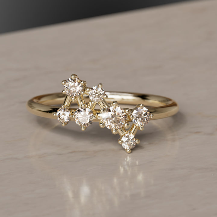 Mini Andromeda Celestial Cluster Champagne Diamond Ring