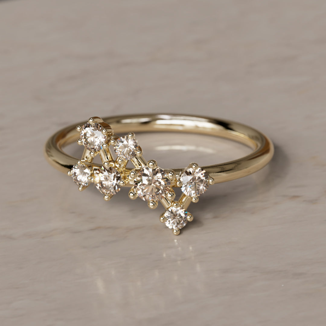 Mini Andromeda Celestial Cluster Champagne Diamond Ring