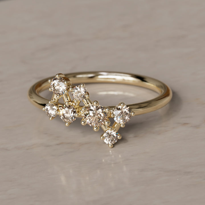 Mini Andromeda Celestial Cluster Champagne Diamond Ring