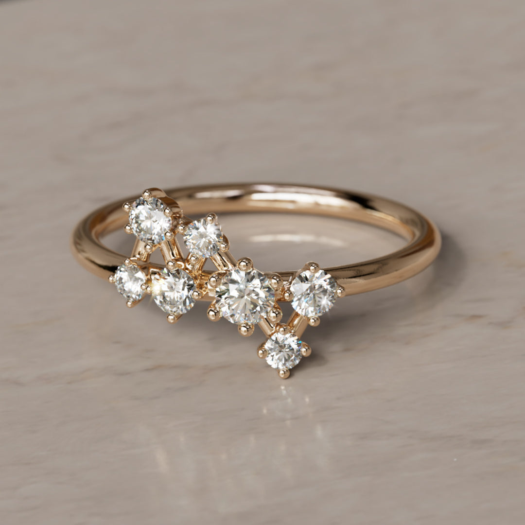 Andromeda Celestial Cluster Ring with Diamonds