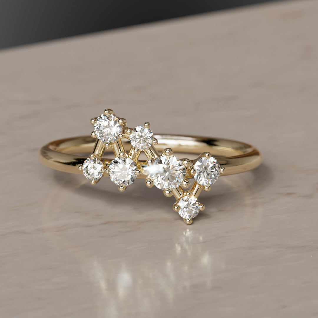 Andromeda Celestial Cluster Ring with Diamonds