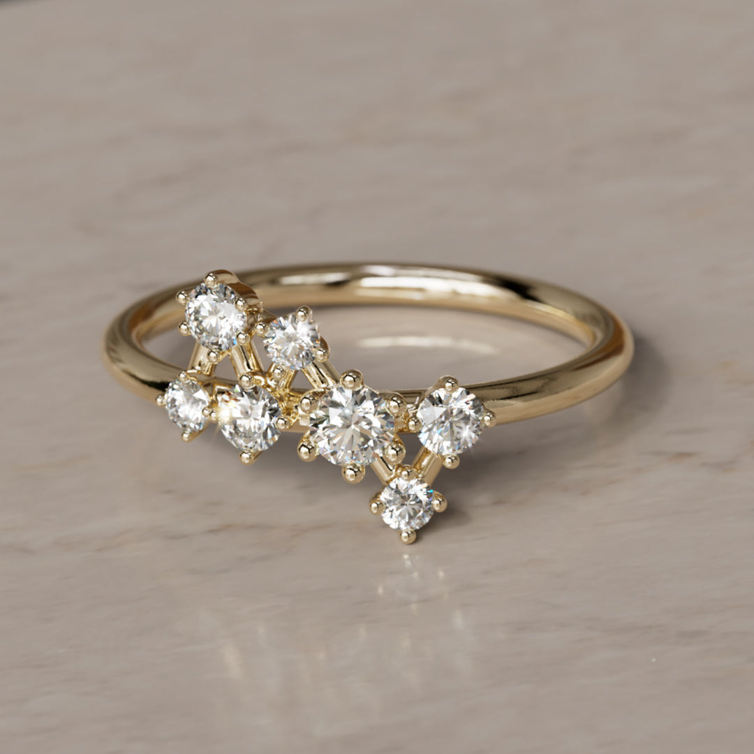 Andromeda Celestial Cluster Ring with Diamonds