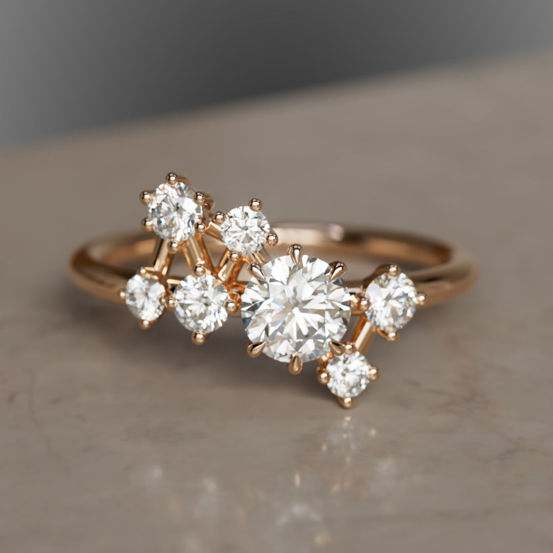 Andromeda Celestial Diamond Cluster Ring
