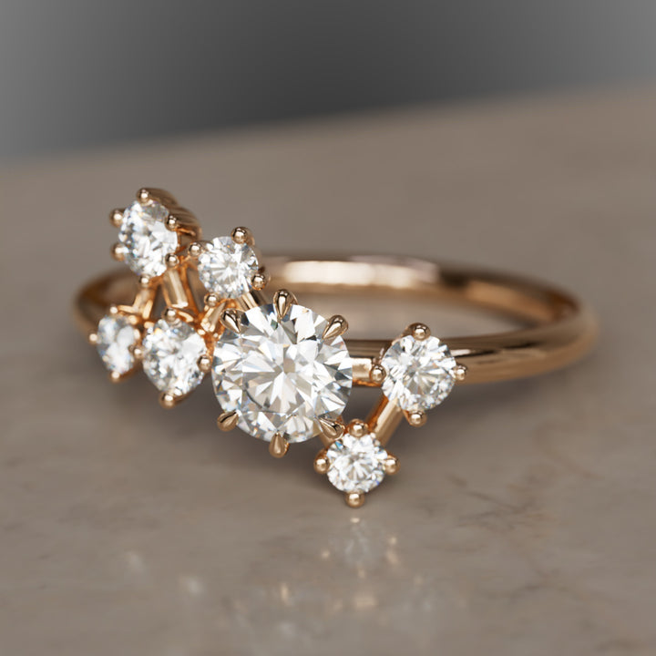 Andromeda Celestial Diamond Cluster Ring