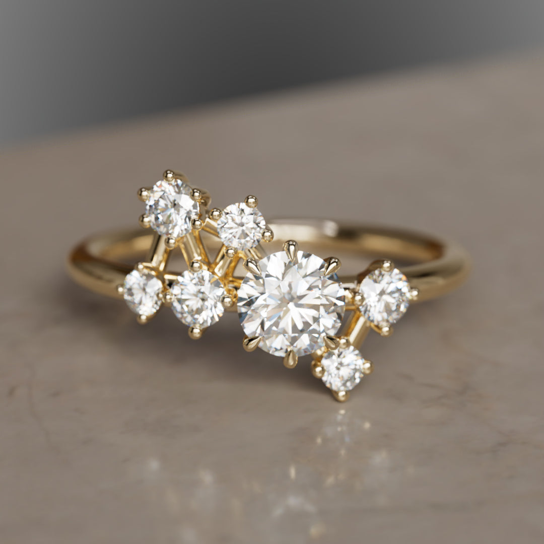 Andromeda Celestial Diamond Cluster Ring