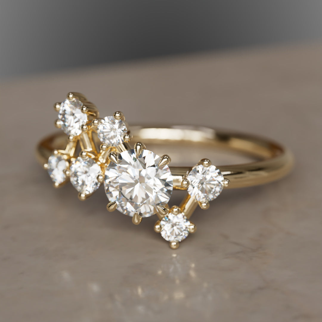 Andromeda Celestial Diamond Cluster Ring