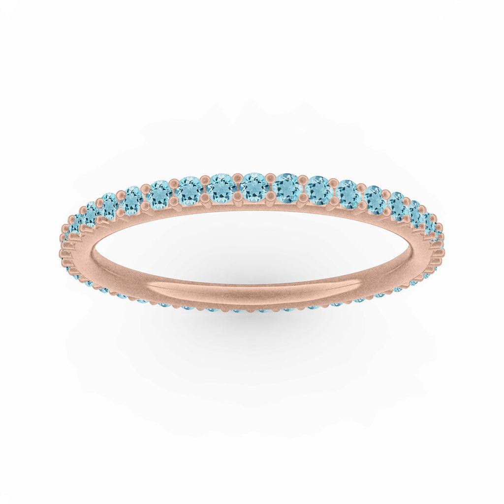 Aquamarine Eternity Ring, Gold Wedding Stacking Band By Valley Rose