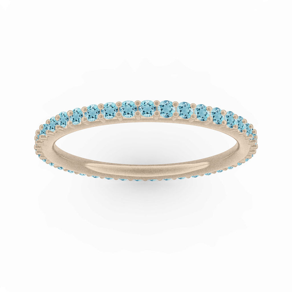 Aquamarine Eternity Ring, Gold Wedding Stacking Band By Valley Rose