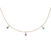 Aquarius Zodiac Gold Fringe Necklace with Amethyst, Tourmaline & Labradorite 16" Chain By Valley Rose Ethical Jewelry