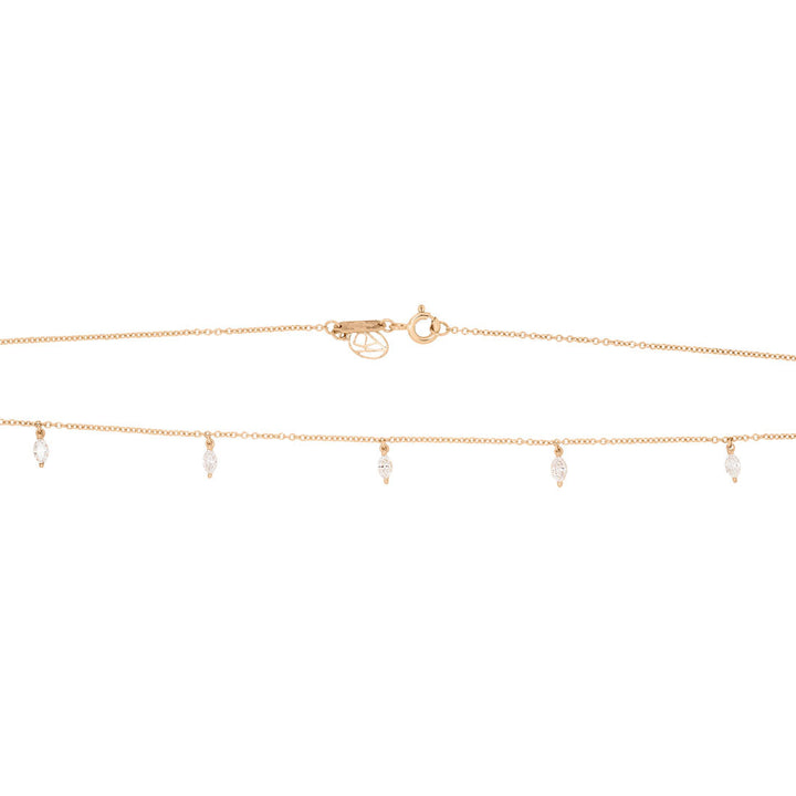 Marquise Cut Diamond Fringe Charm Necklace in 14k Gold Lab Diamond By Valley Rose Ethical Jewelry