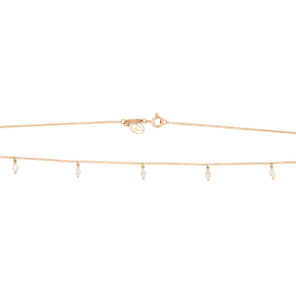 Marquise Cut Diamond Fringe Charm Necklace in 14k Gold Lab Diamond By Valley Rose Ethical Jewelry