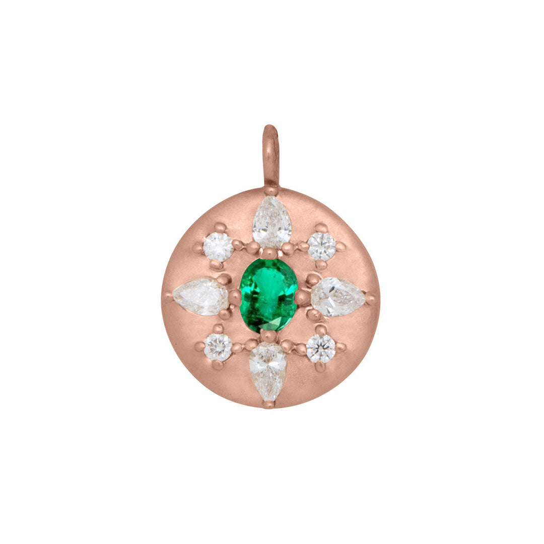 Oval Cut Blue Emerald Pendant with Diamonds in 14k Gold By Valley Rose Ethical Jewelry
