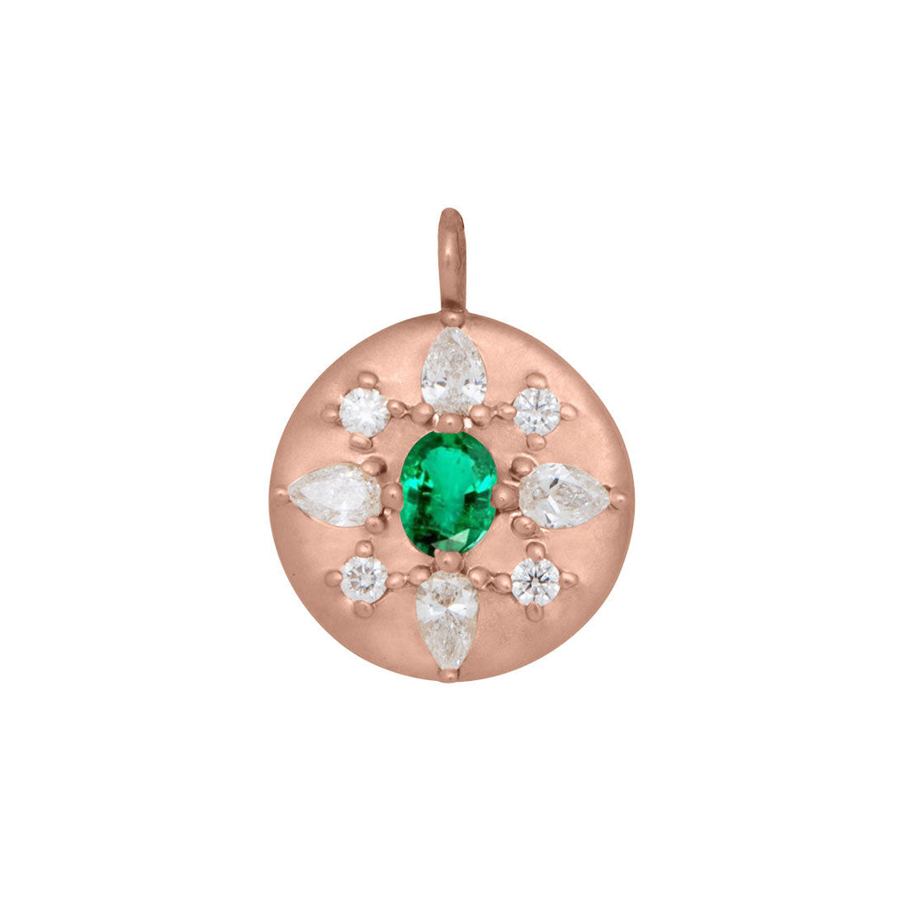 Oval Cut Blue Emerald Pendant with Diamonds in 14k Gold By Valley Rose Ethical Jewelry