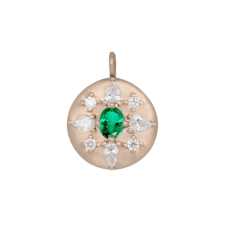 Oval Cut Blue Emerald Pendant with Diamonds in 14k Gold By Valley Rose Ethical Jewelry
