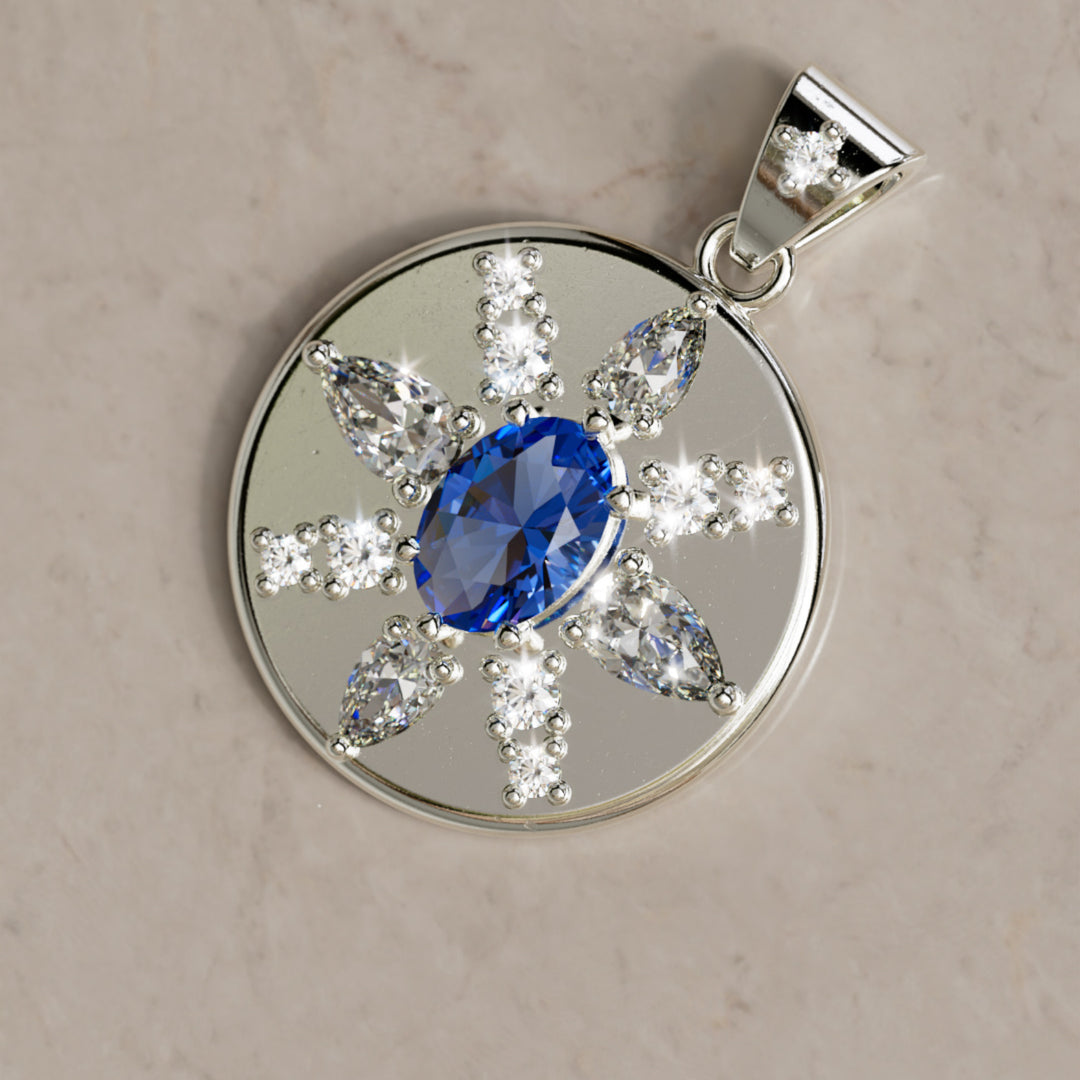 Zawieszka z monetą diamentową Arcadia Sapphire