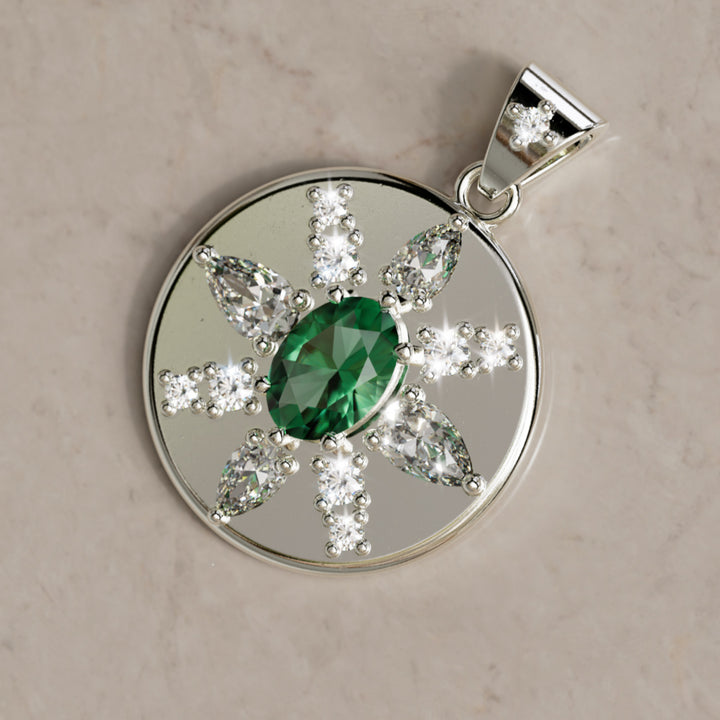Arcadia Emerald Diamond Coin Pendant Charm