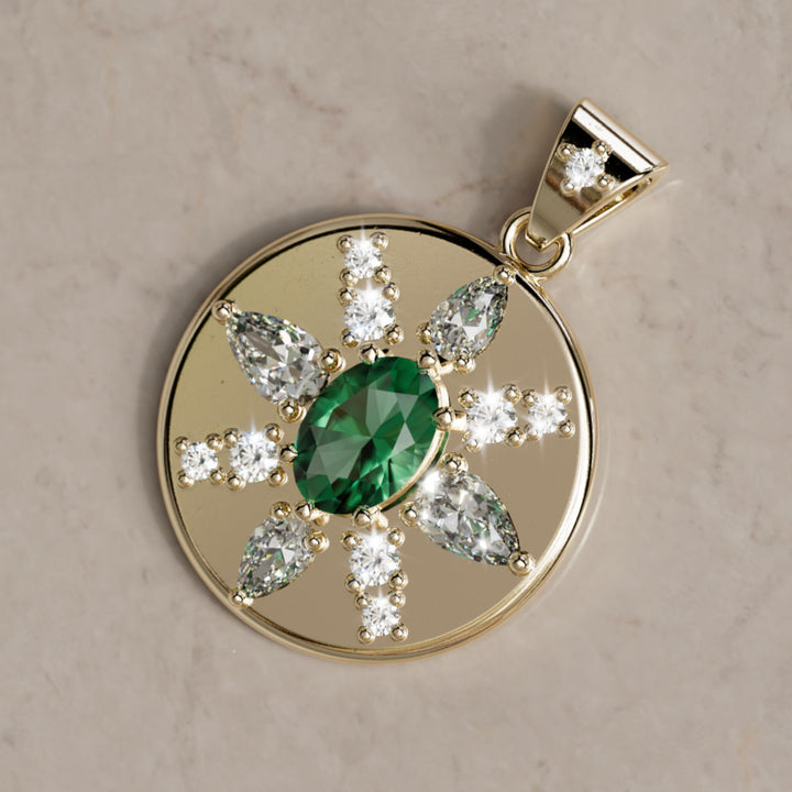 Arcadia Emerald Diamond Coin Pendant Charm