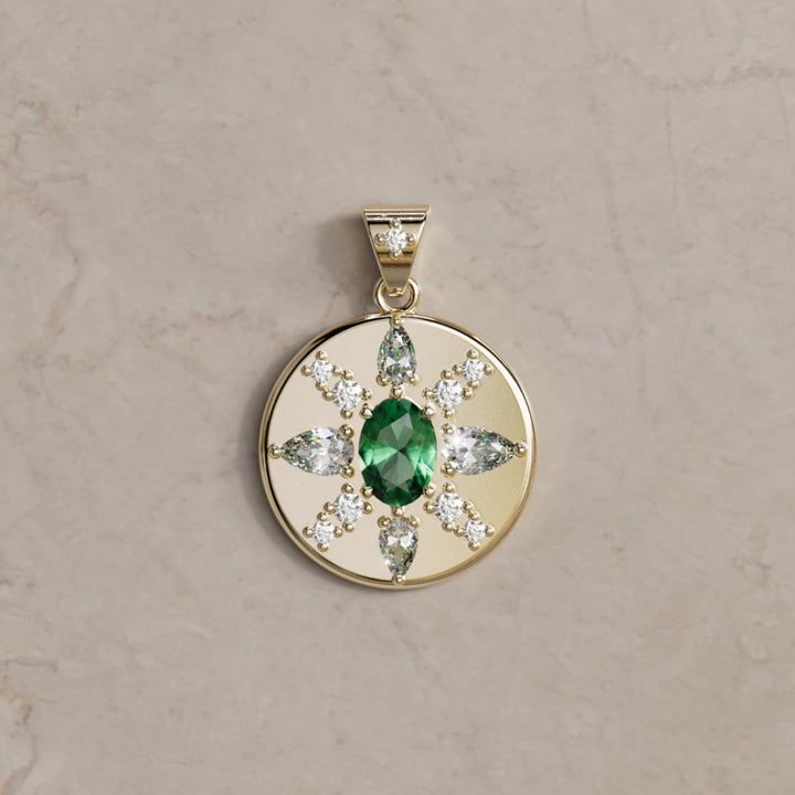 Arcadia Emerald Diamond Coin Pendant Charm