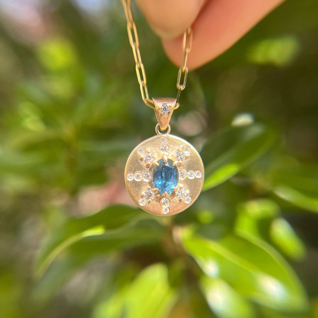 Colgante Moneda de Zafiro Azul Arcadia No.2 (Listo para Enviar)