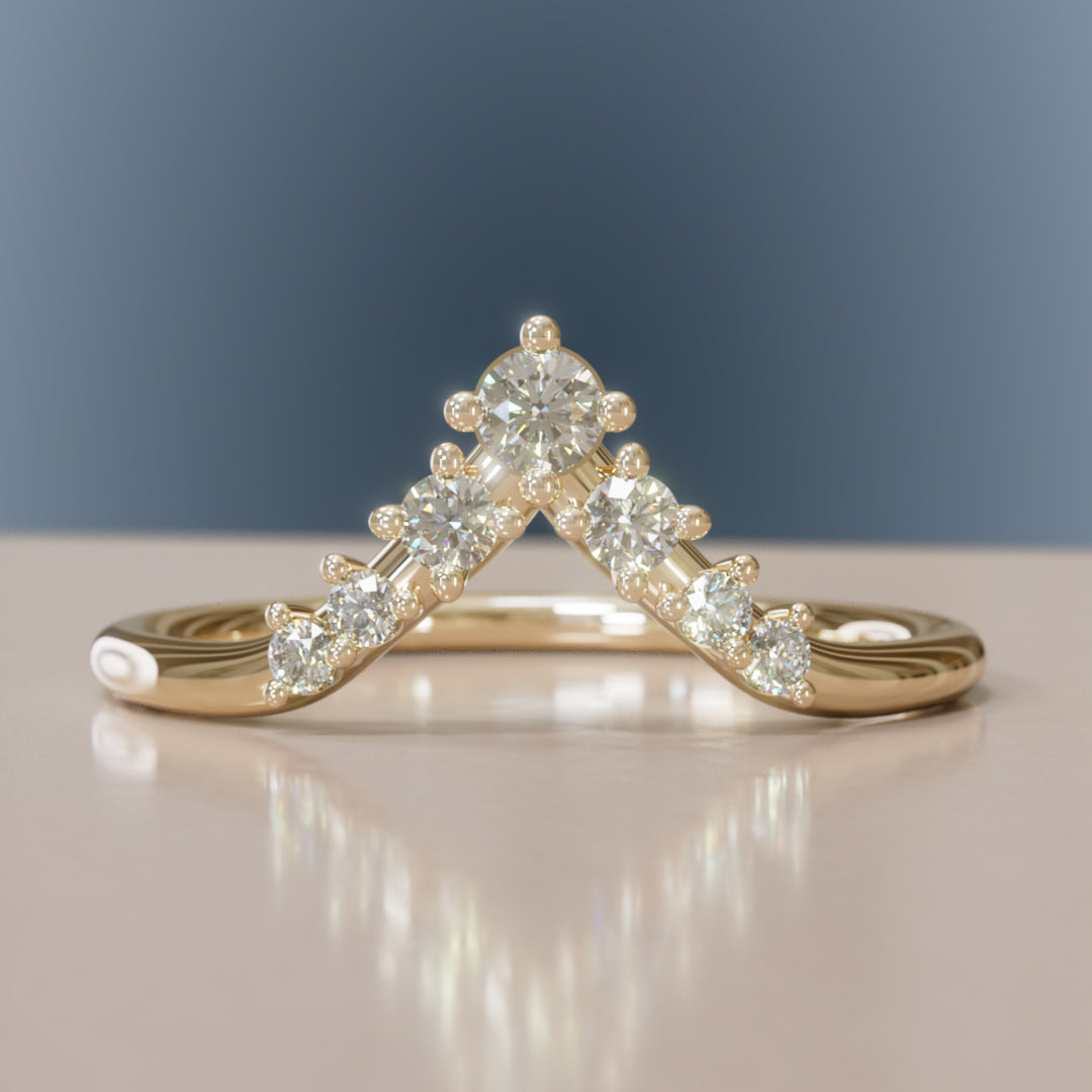 Diamond Stacked V shape Wedding Ring