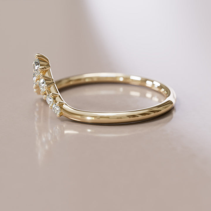 Diamond Stacked V shape Wedding Ring