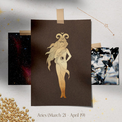 Aries Zodiac Astrology Charm - Diamond Gold Constellation Pendant Lab Diamond By Valley Rose Ethical Jewelry