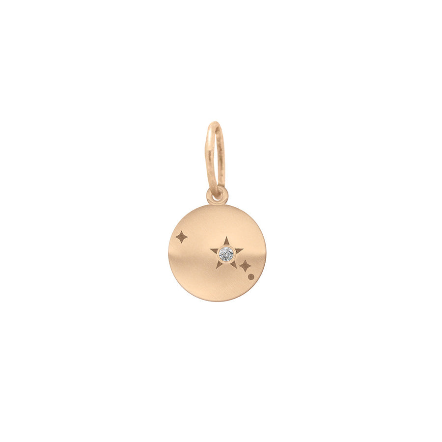 Aries Zodiac Astrology Charm - Diamond Gold Constellation Coin Pendant Lab Diamond By Valley Rose Ethical Jewelry