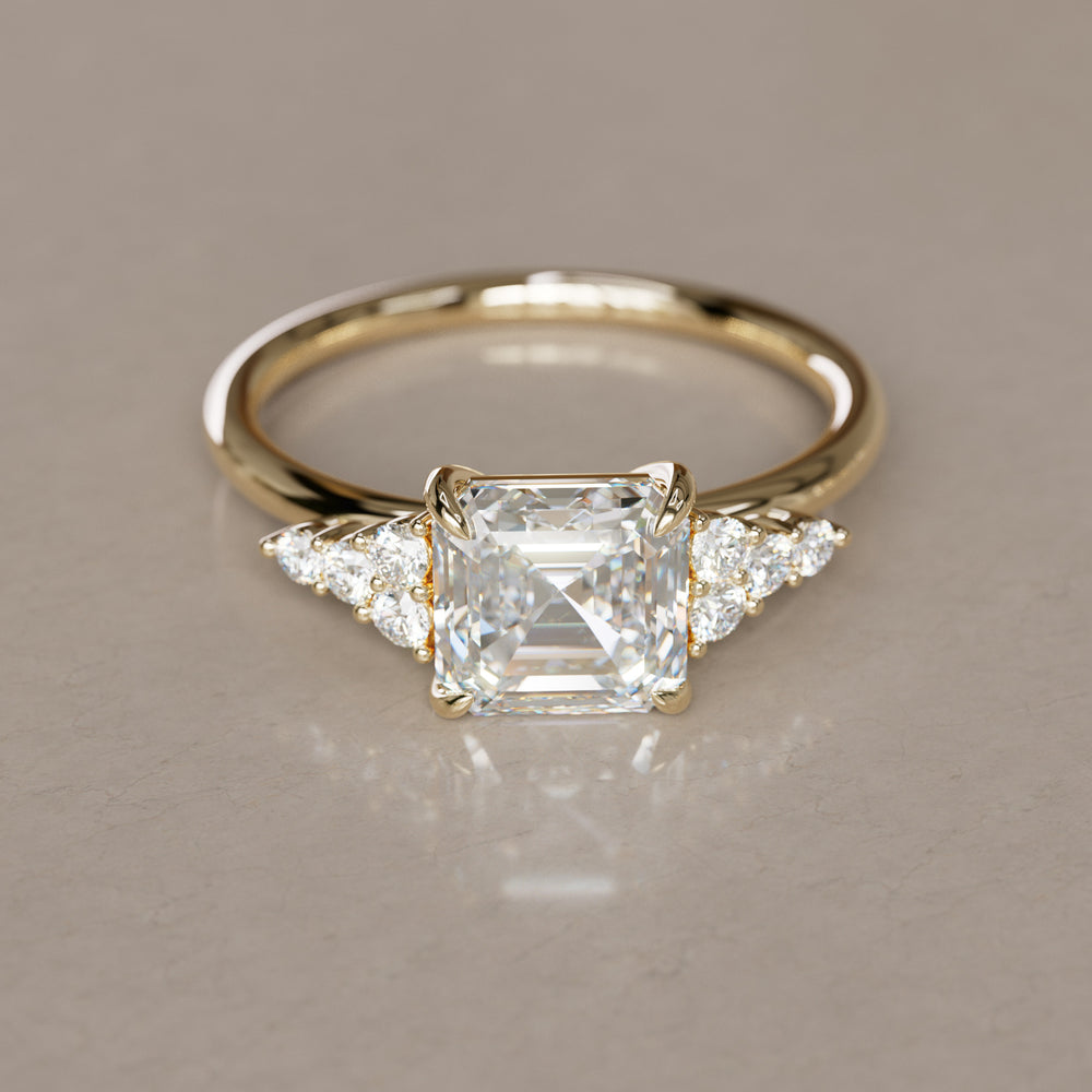 Asscher Cut Diamond Unique Engagement Ring Nature Inspired By Valley Rose