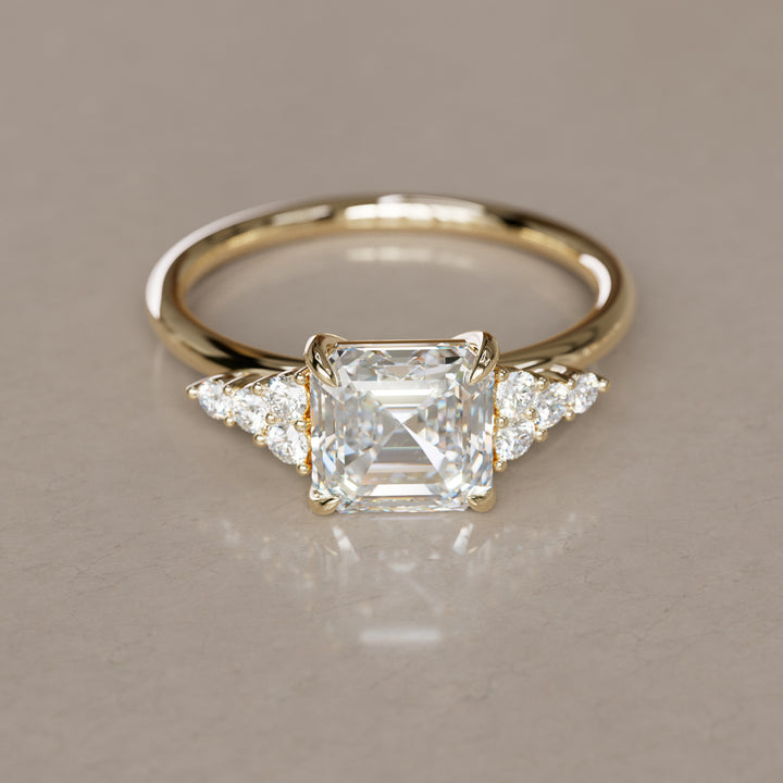 Asscher Cut Diamond Unique Engagement Ring Nature Inspired By Valley Rose