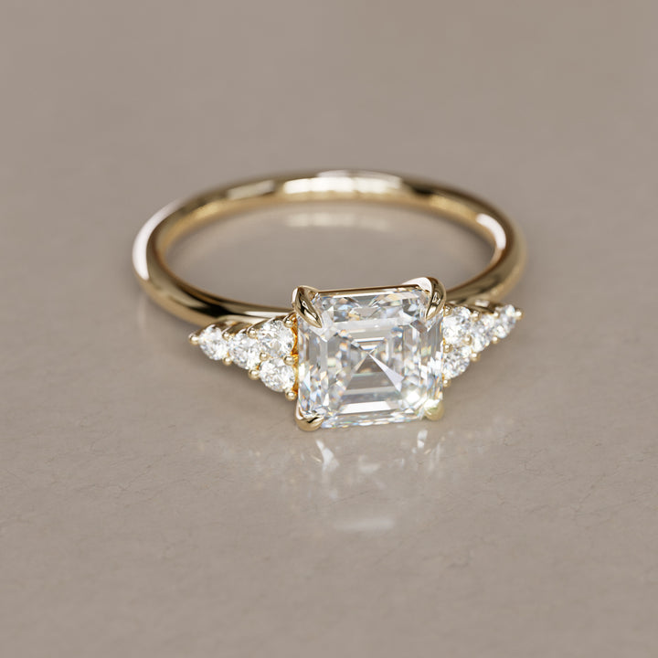 Asscher Cut Diamond Unique Engagement Ring Nature Inspired By Valley Rose