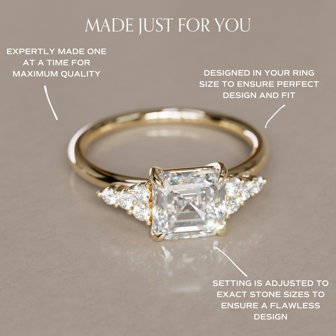 Asscher Cut Diamond Unique Engagement Ring Nature Inspired By Valley Rose