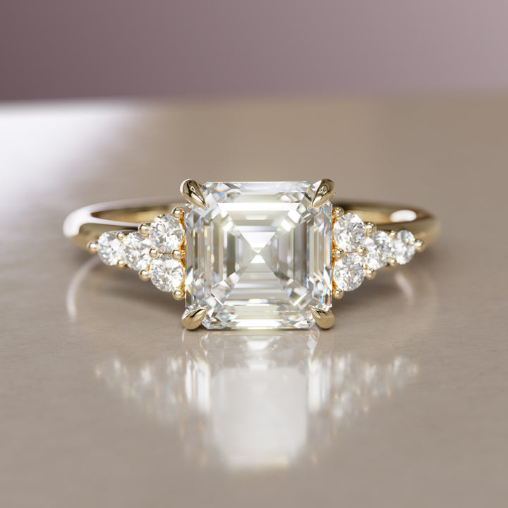 Asscher Cut Diamond Unique Engagement Ring Nature Inspired By Valley Rose
