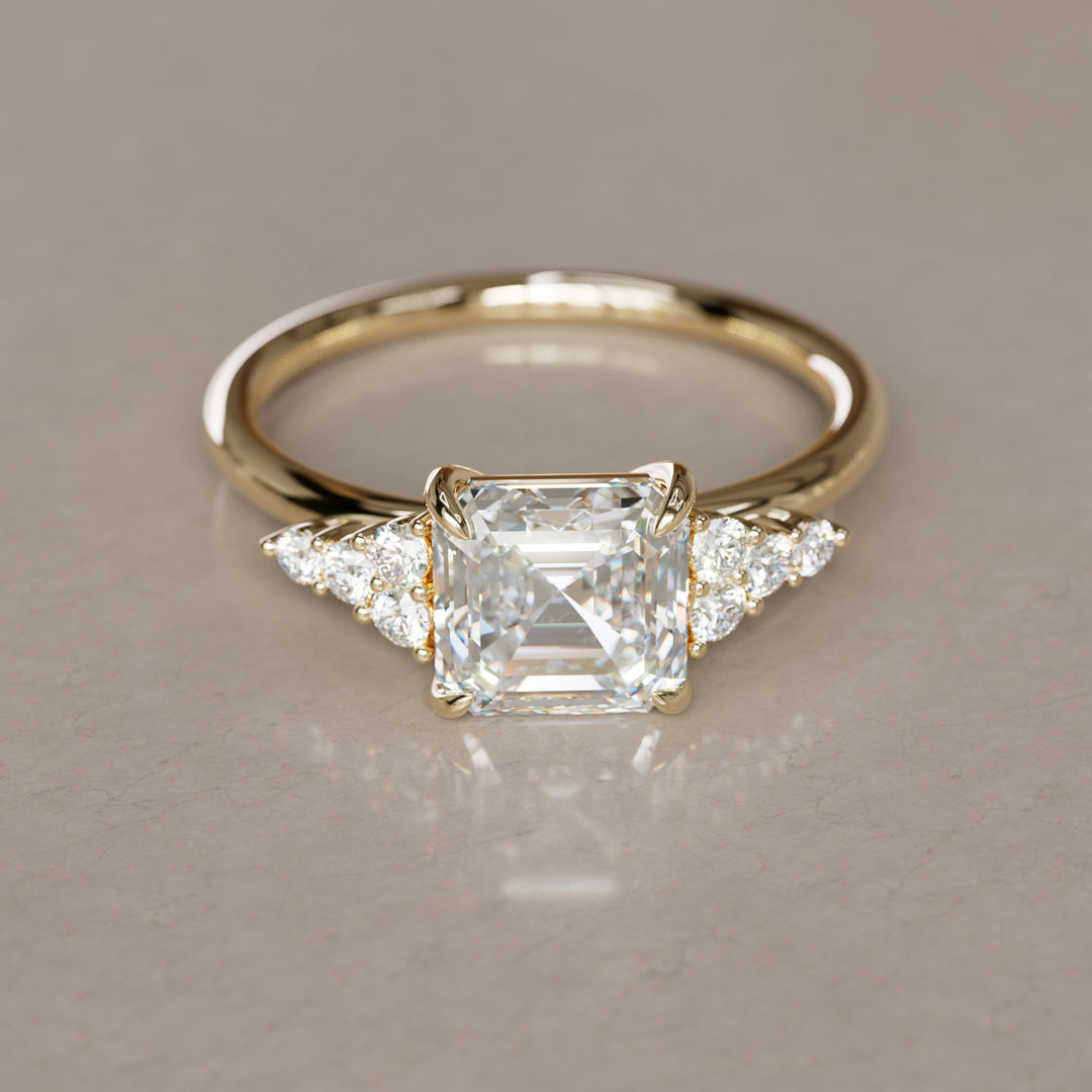 Asscher Cut Diamond Unique Engagement Ring Nature Inspired By Valley Rose