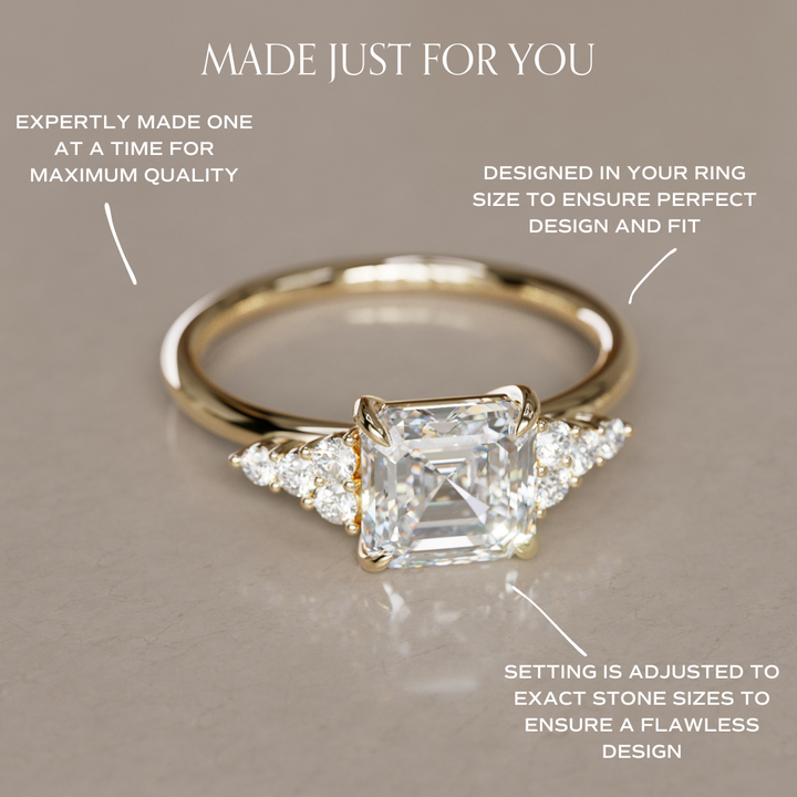 Asscher Cut Diamond Unique Engagement Ring Nature Inspired By Valley Rose