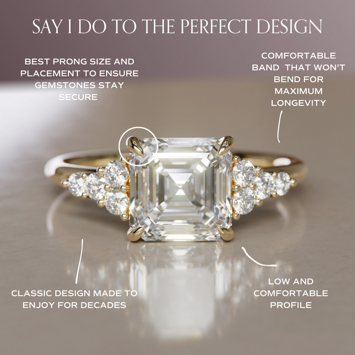 Asscher Cut Diamond Unique Engagement Ring Nature Inspired By Valley Rose