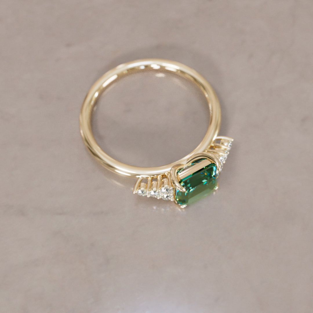 Aster Asscher Cut Green Modern Unique Engagement Ring By Valley Rose