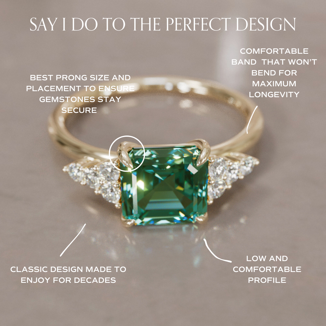 Aster Asscher Cut Green Modern Unique Engagement Ring By Valley Rose