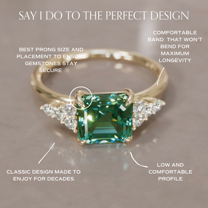 Aster Asscher Cut Green Modern Unique Engagement Ring By Valley Rose