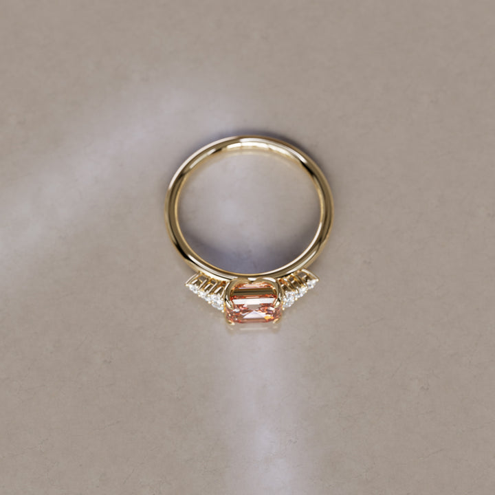 Aster Asscher Cut Peach Lab Diamond Modern Unique Engagement Ring By Valley Rose
