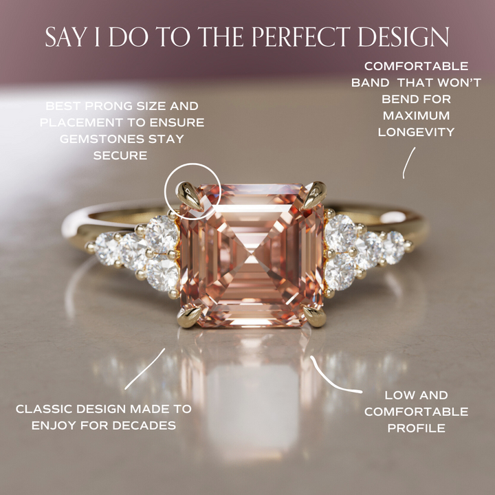 Aster Asscher Cut Peach Lab Diamond Modern Unique Engagement Ring By Valley Rose