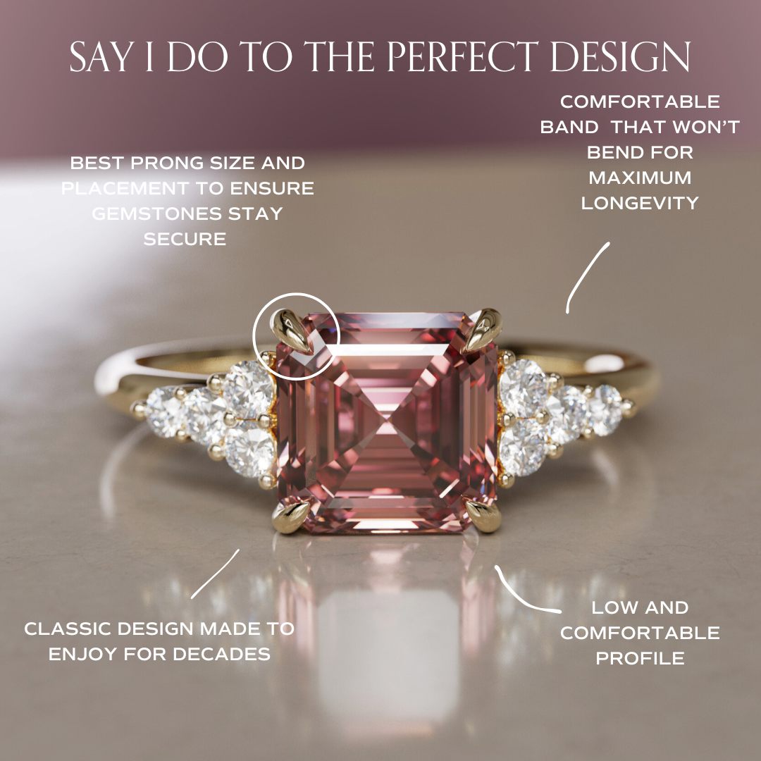 Aster Asscher Cut Pink Lab Diamond Modern Unique Engagement Ring By Valley Rose