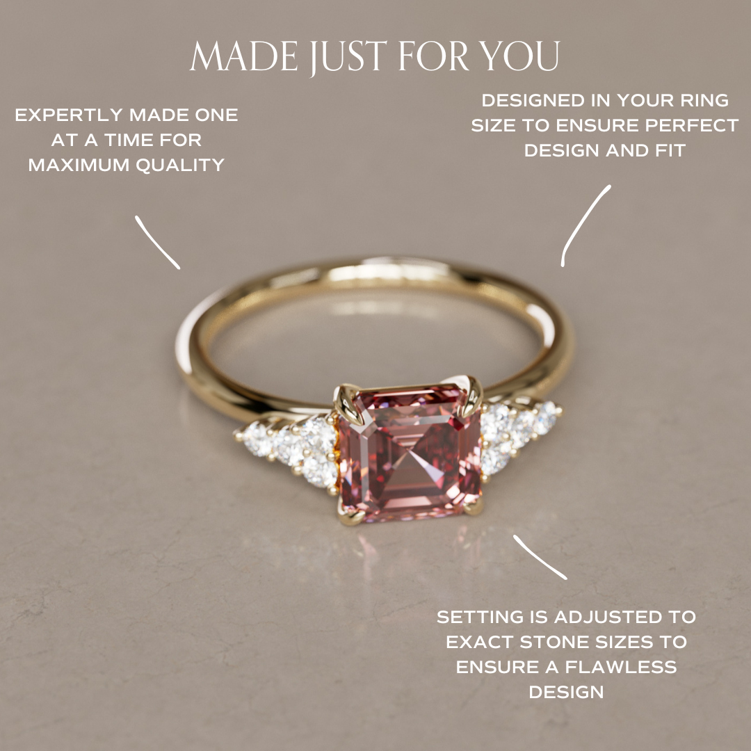 Aster Asscher Cut Pink Lab Diamond Modern Unique Engagement Ring By Valley Rose